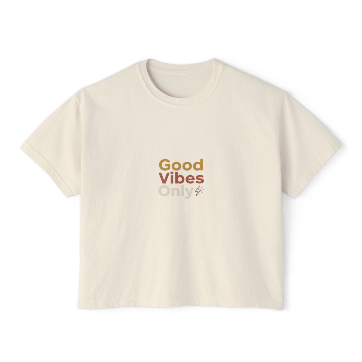 Boxy Tee — Good Vibes Only Graphic, Casual Women's Crop Top