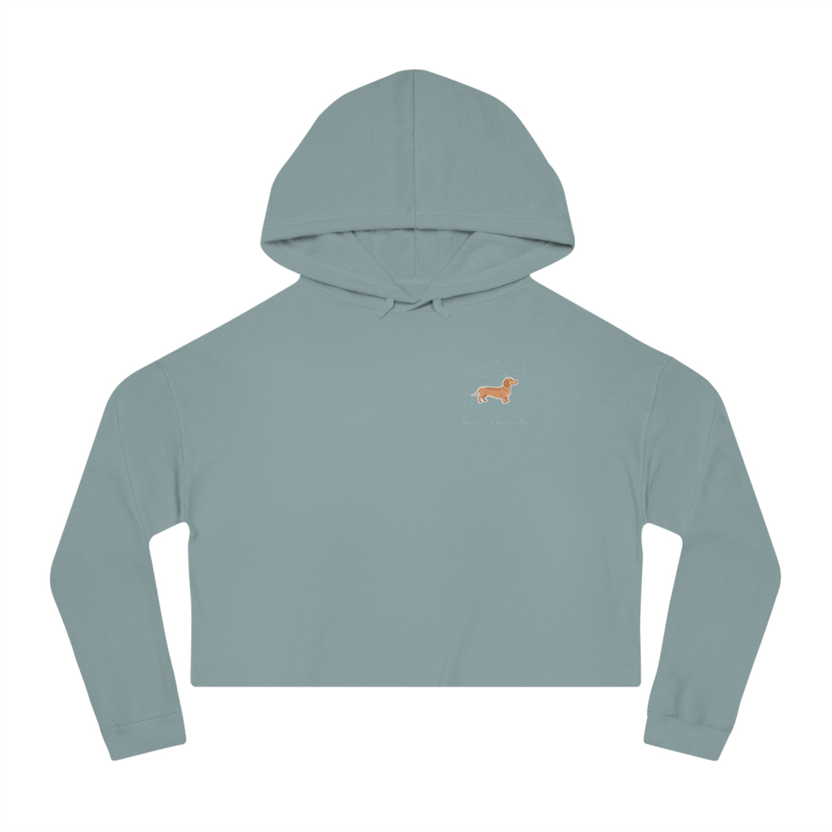 Cropped Hoodie — Minimal Dachshund Line Art Chest Graphic, Cozy Women's Crop Top