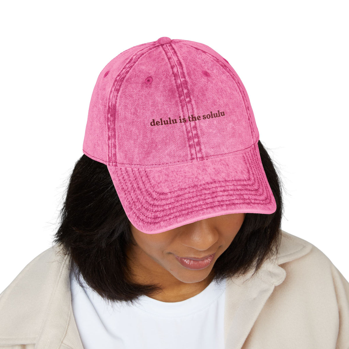 "delulu is the solulu" embroidered vintage washed dad hat, photo 3