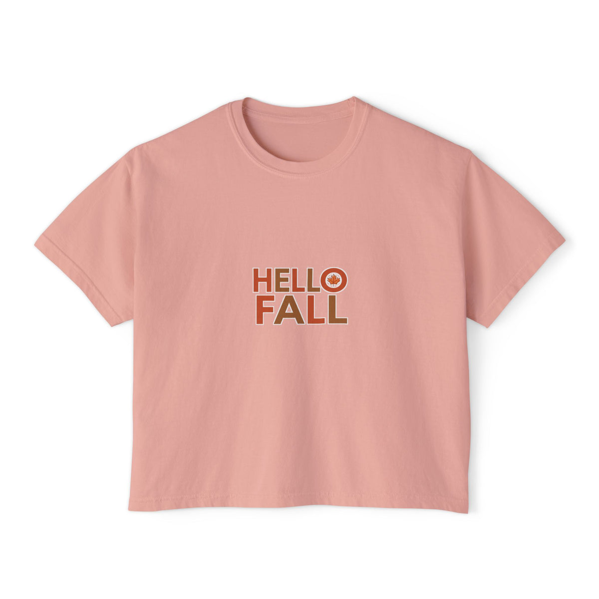 Boxy Tee — Hello Fall Graphic, Casual Women's Crop Top