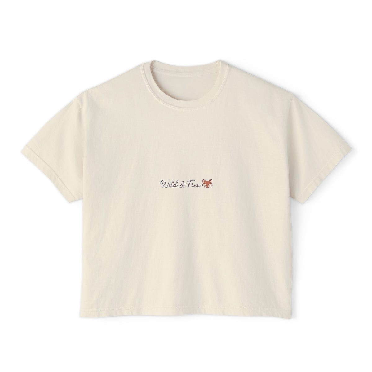 Boxy Tee — Wild and Free Fox Graphic, Casual Women's Crop Top