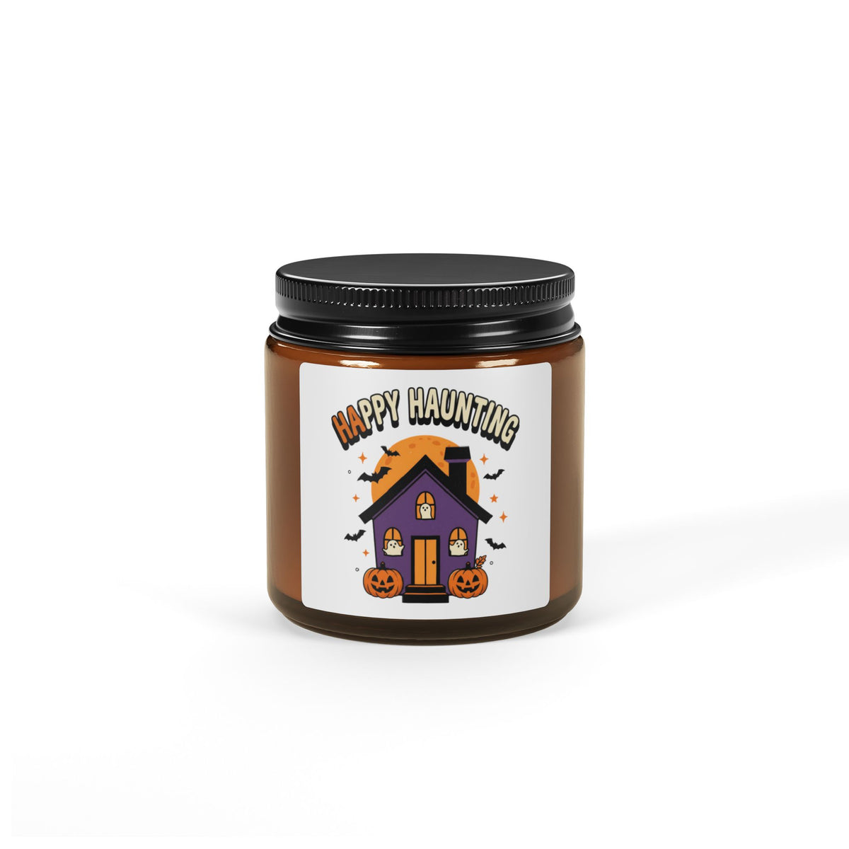 Happy Haunting Halloween Soy Candle in Amber Jar - image 1