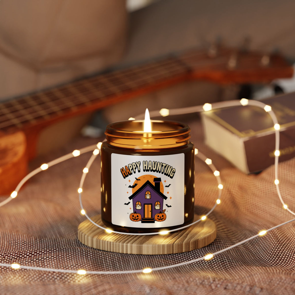 Happy Haunting Halloween Soy Candle in Amber Jar - image 3