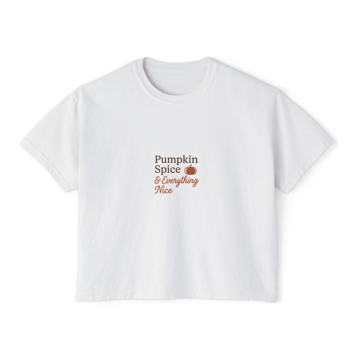 Boxy Tee — Pumpkin Spice Graphic, Casual Women's Crop Top