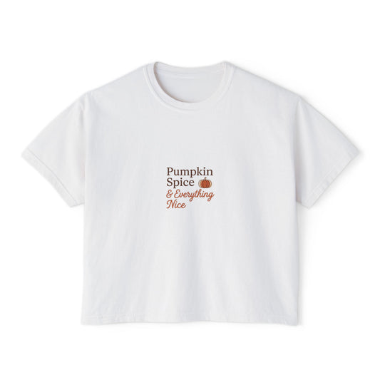 Boxy Tee — Pumpkin Spice Graphic, Casual Women's Crop Top