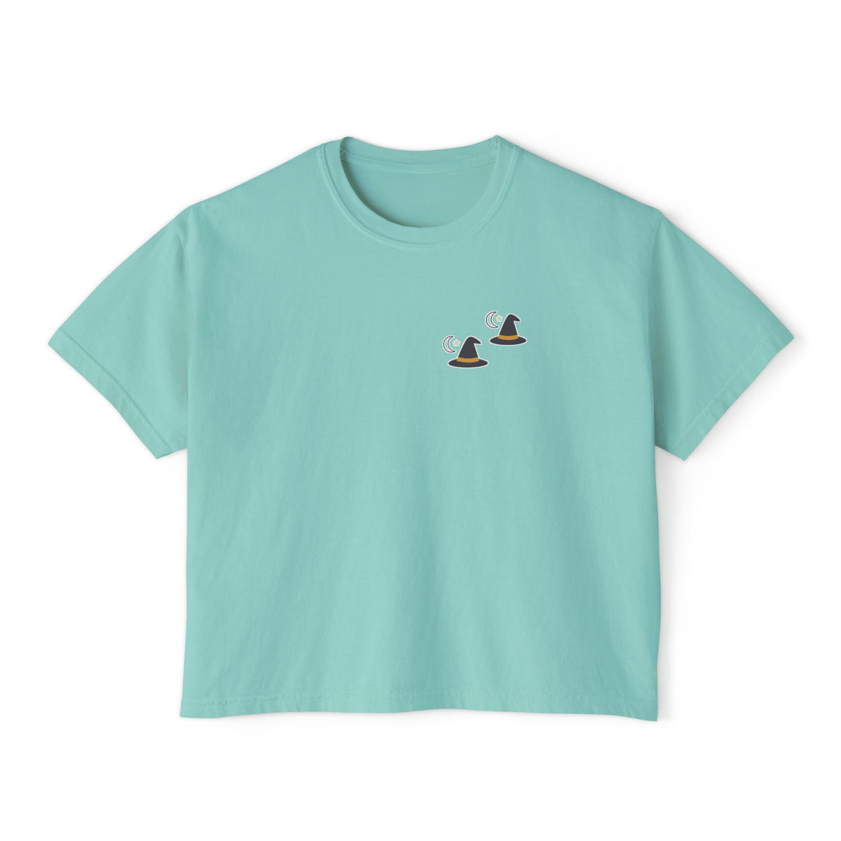 Boxy Tee — Witch Hat Graphic, Casual Women's Crop Top