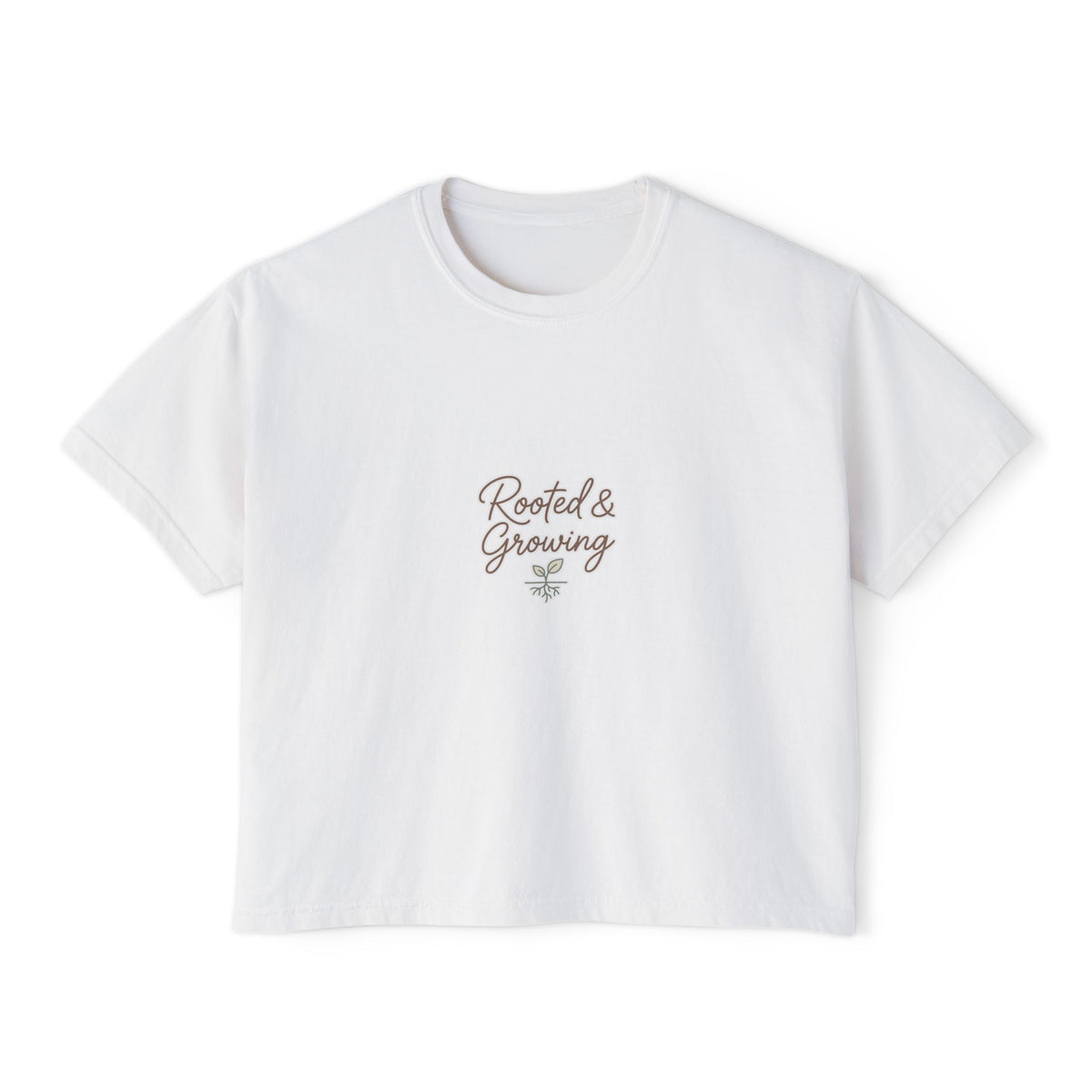 Boxy Tee — Rooted and Growing Graphic, Casual Women's Crop Top