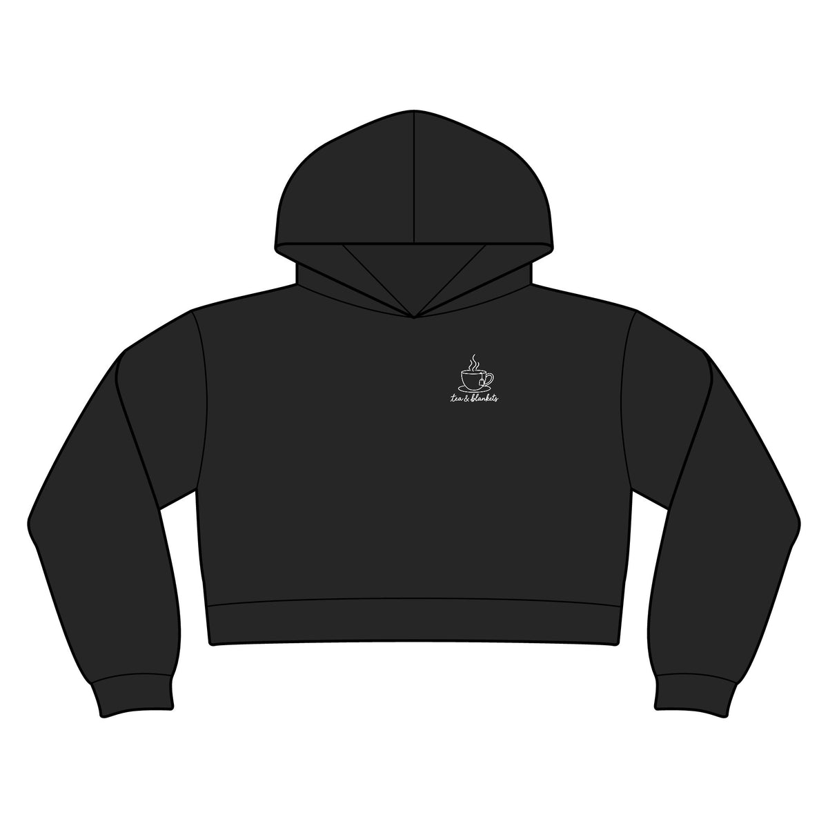 Tea & Blankets minimalist crop hoodie for women in Black