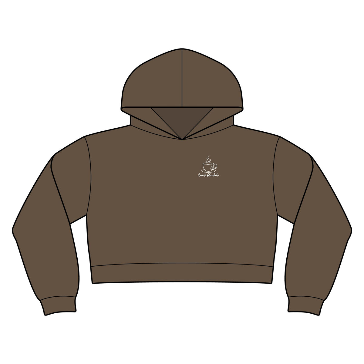 Tea & Blankets minimalist crop hoodie for women in Coffee