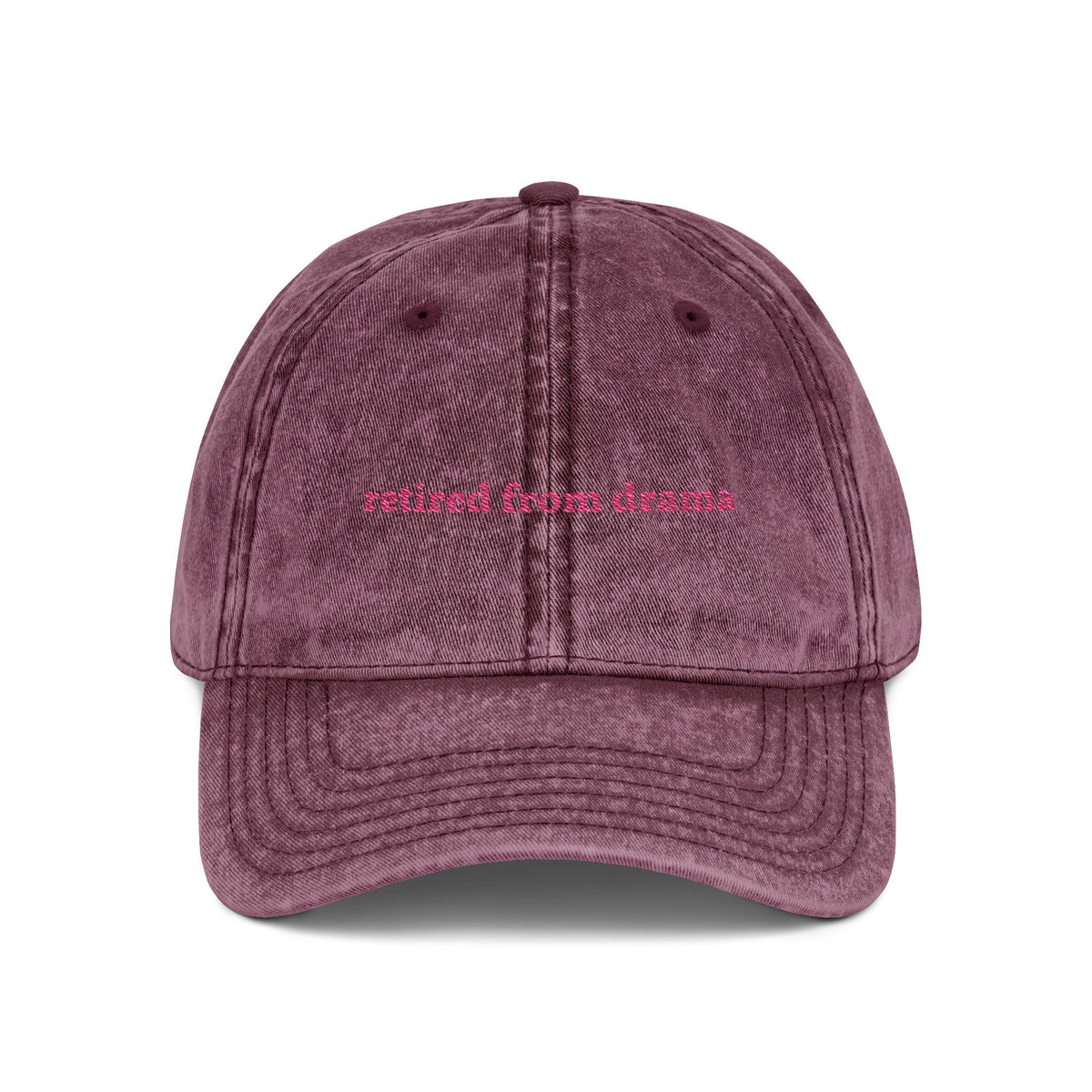 "retired from drama" embroidered vintage washed dad hat