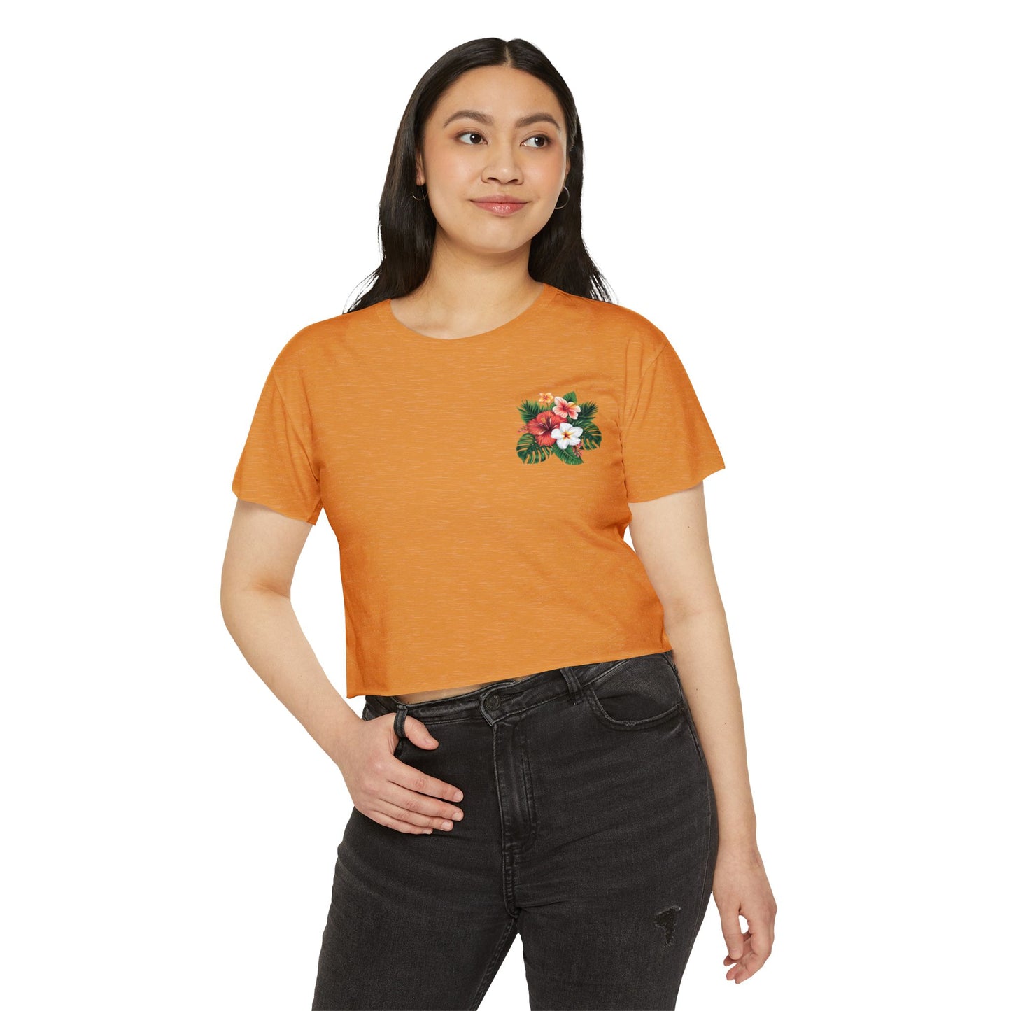 Floral Tropical Crop Top — Women's Festival Pocket Tee