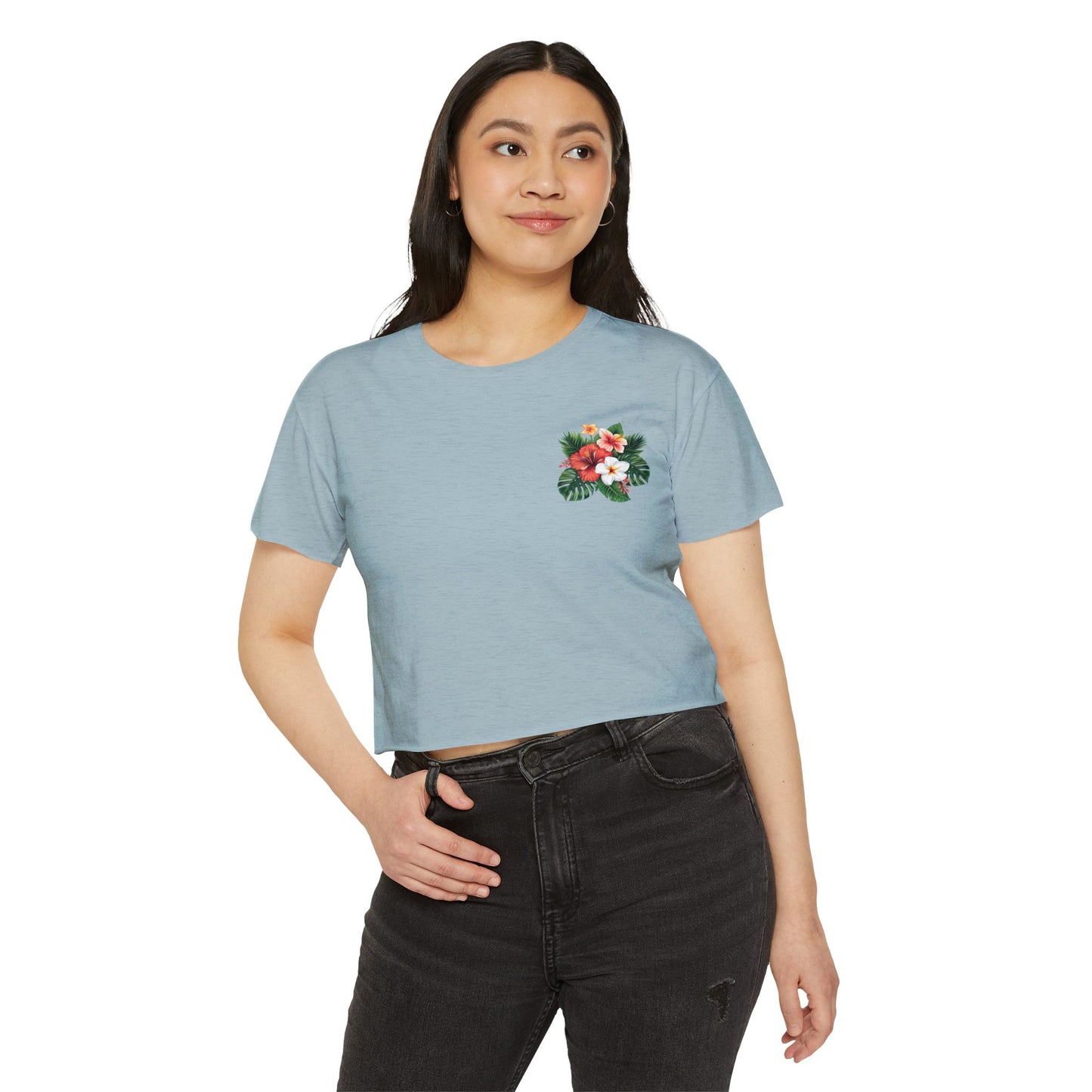 Floral Tropical Crop Top — Women's Festival Pocket Tee