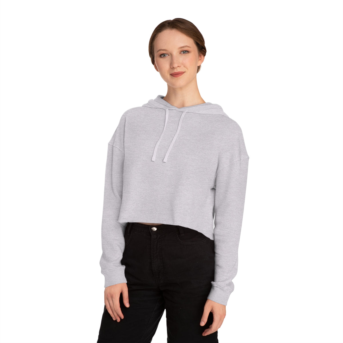 Cropped Hoodie — Minimal French Bulldog Line Art Chest Graphic, Cozy Women's Crop Top