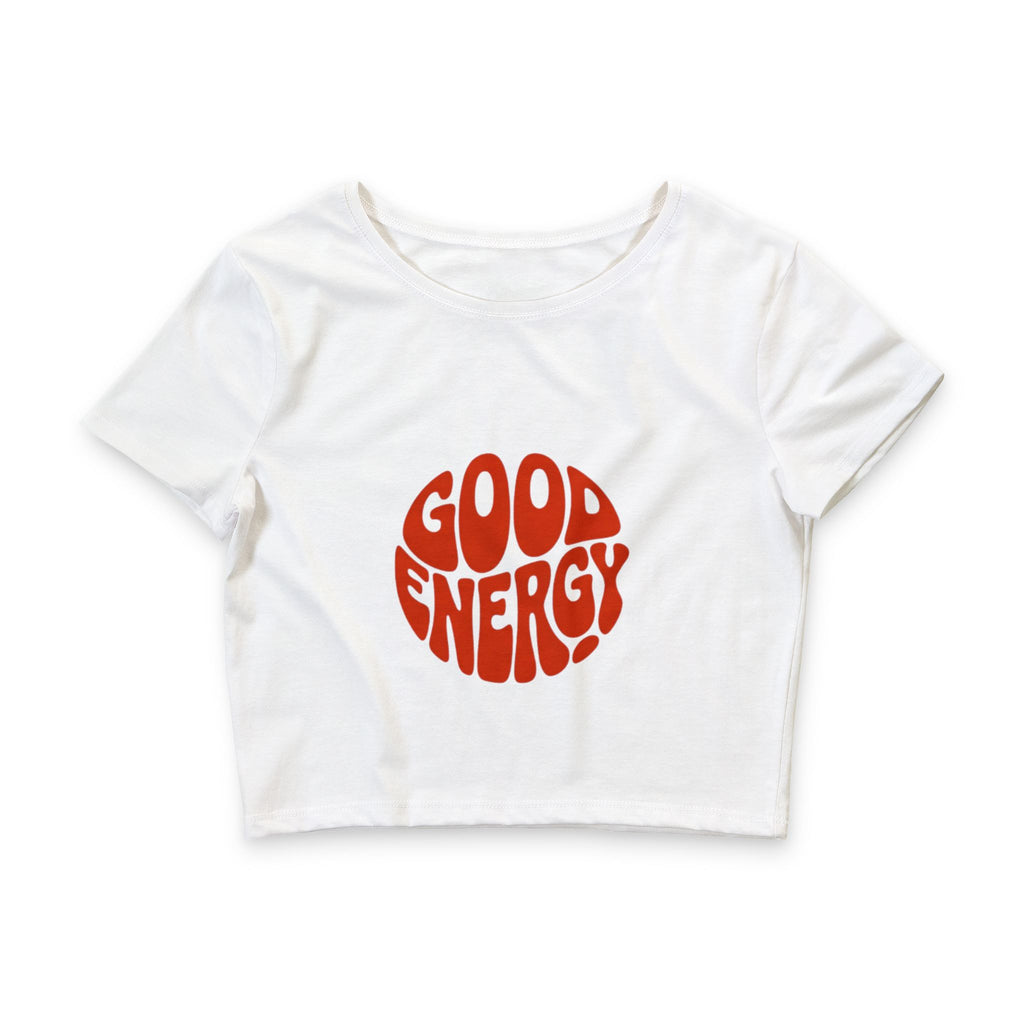 Good Energy Crop Tee — Retro Red Graphic Women’s Crop Top