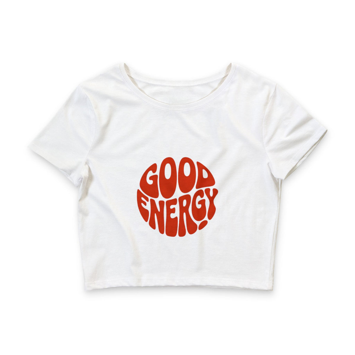 Good Energy Crop Tee — Retro Red Graphic Women’s Crop Top