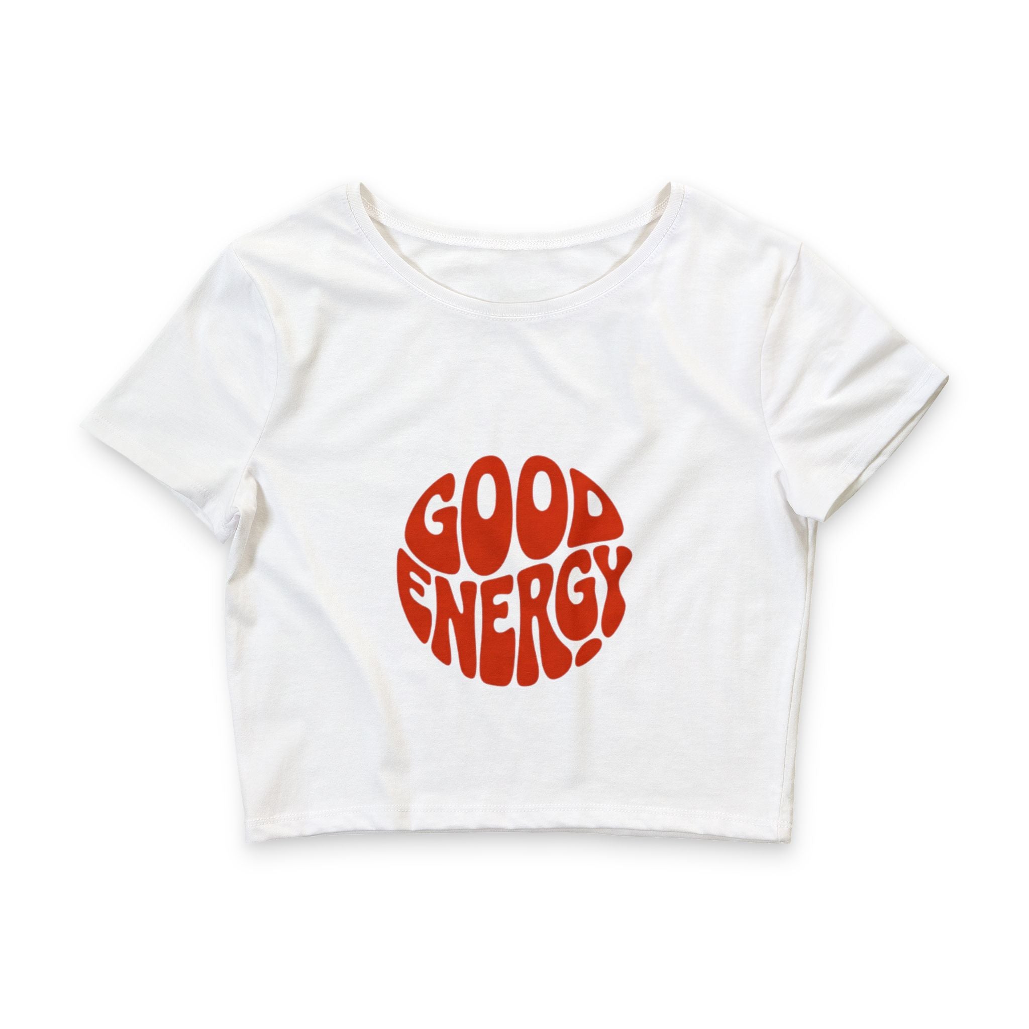 Good Energy Crop Tee — Retro Red Graphic Women’s Crop Top