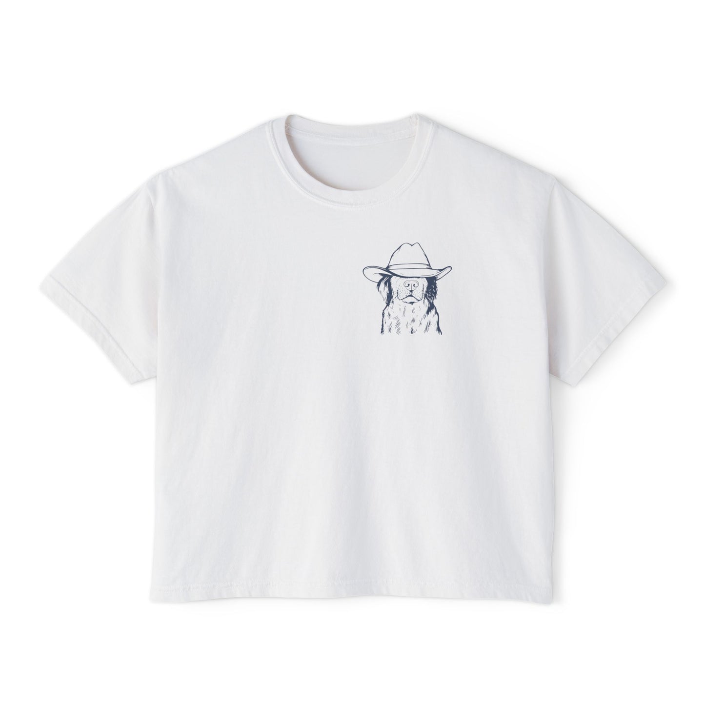 Women’s Boxy Tee — Minimal Cowboy Hat Girl Illustration