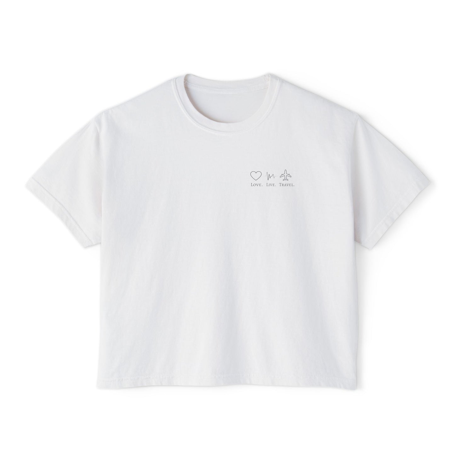 Minimalist White Boxy Tee — Subtle Chest Icons