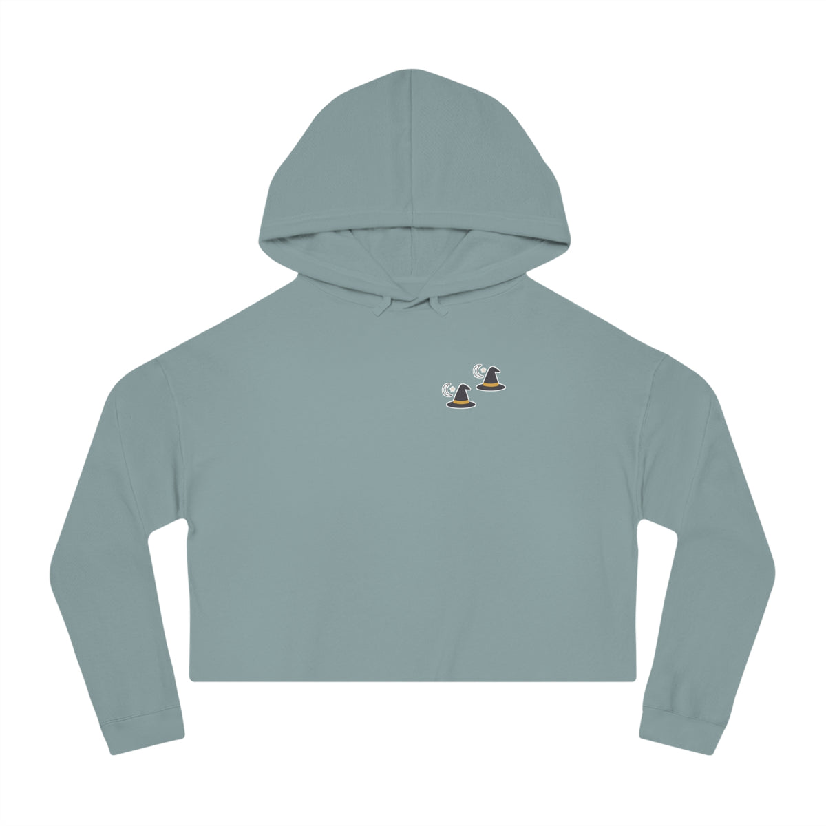Cropped Hoodie — Witch Hat Graphic, Cozy Women's Crop Top