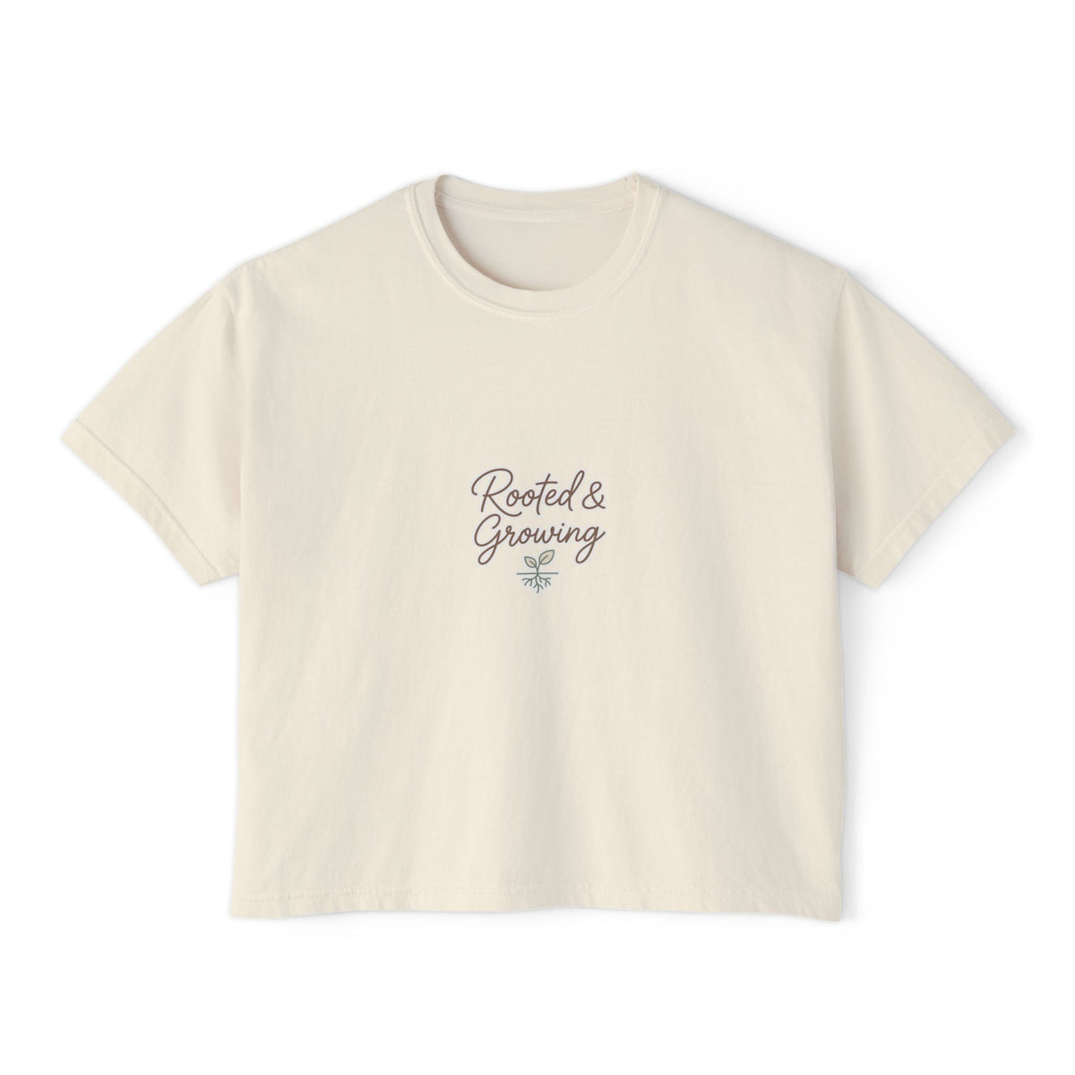 Boxy Tee — Rooted and Growing Graphic, Casual Women's Crop Top