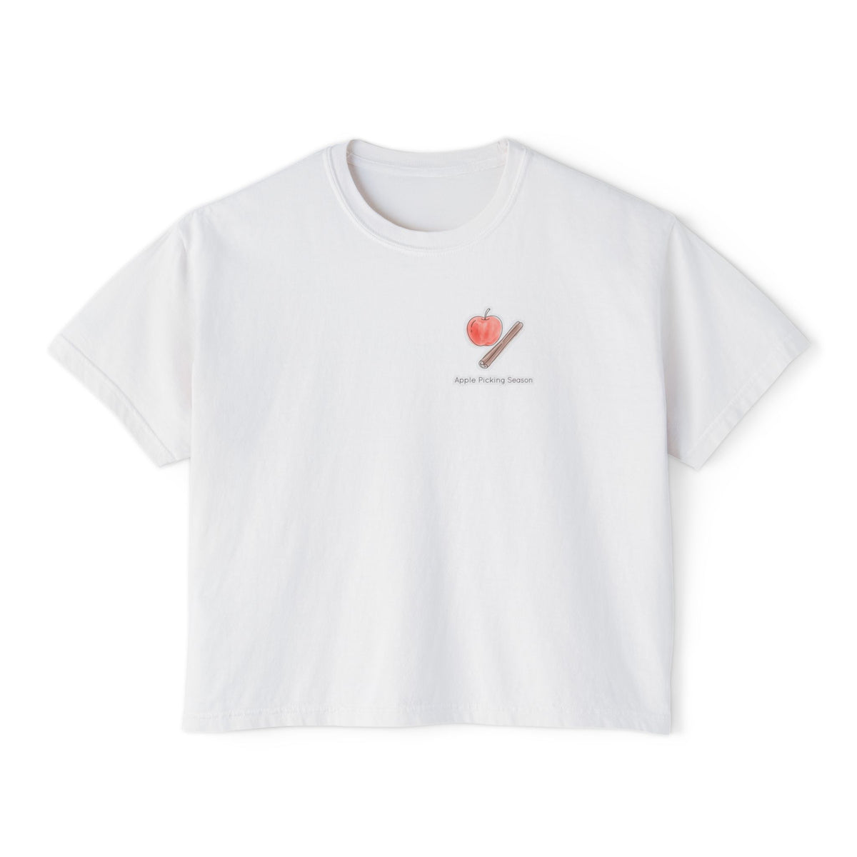 Boxy Tee — Apple Picking Graphic, Casual Women's Crop Top