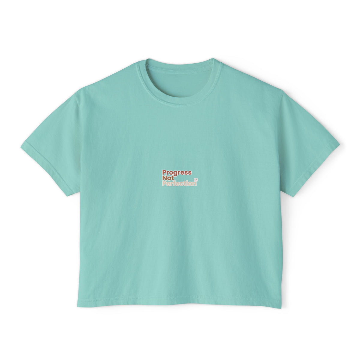 Boxy Tee — Progress Not Perfection Graphic, Casual Women's Crop Top