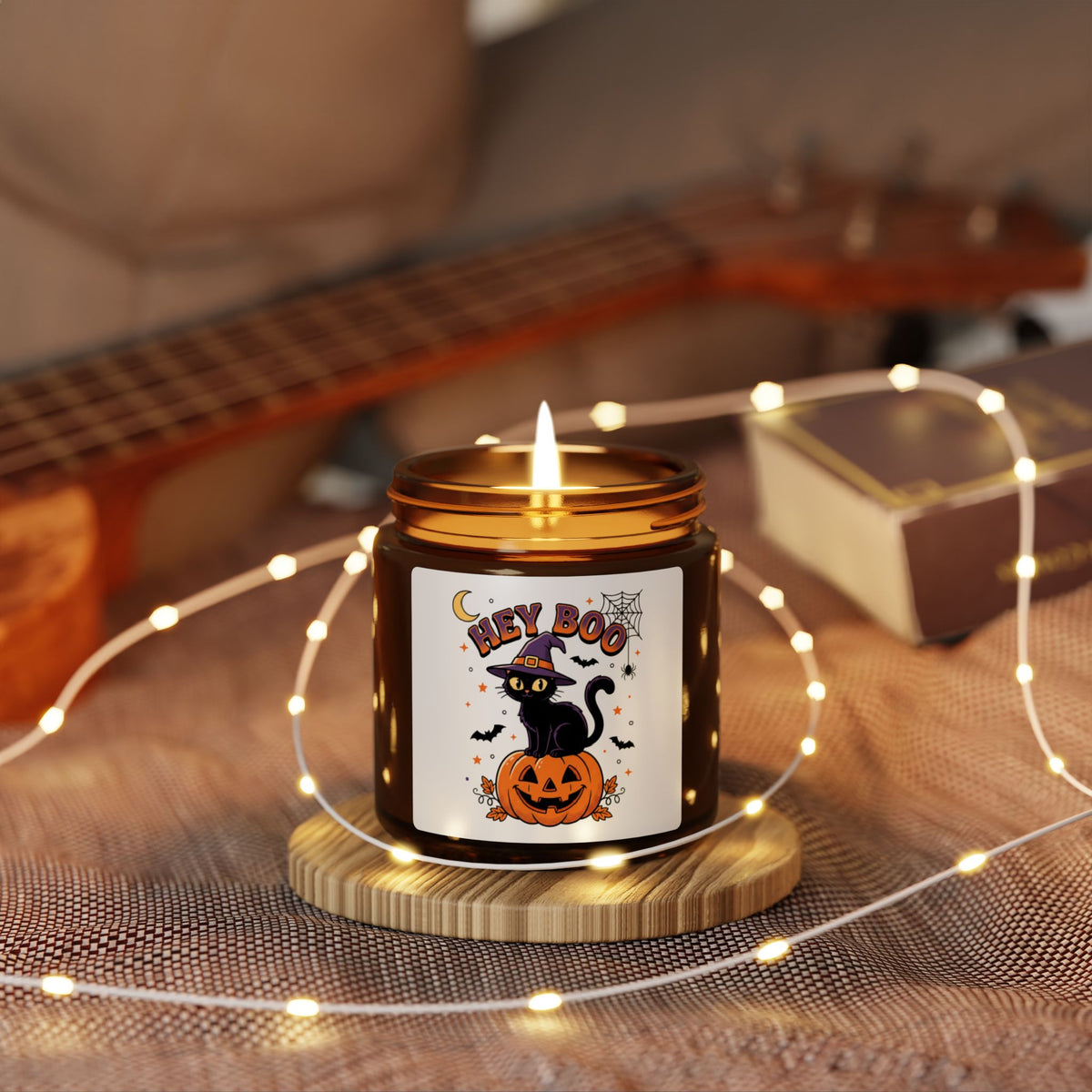 Black Cat Pumpkin Halloween Soy Candle in Amber Jar - image 3