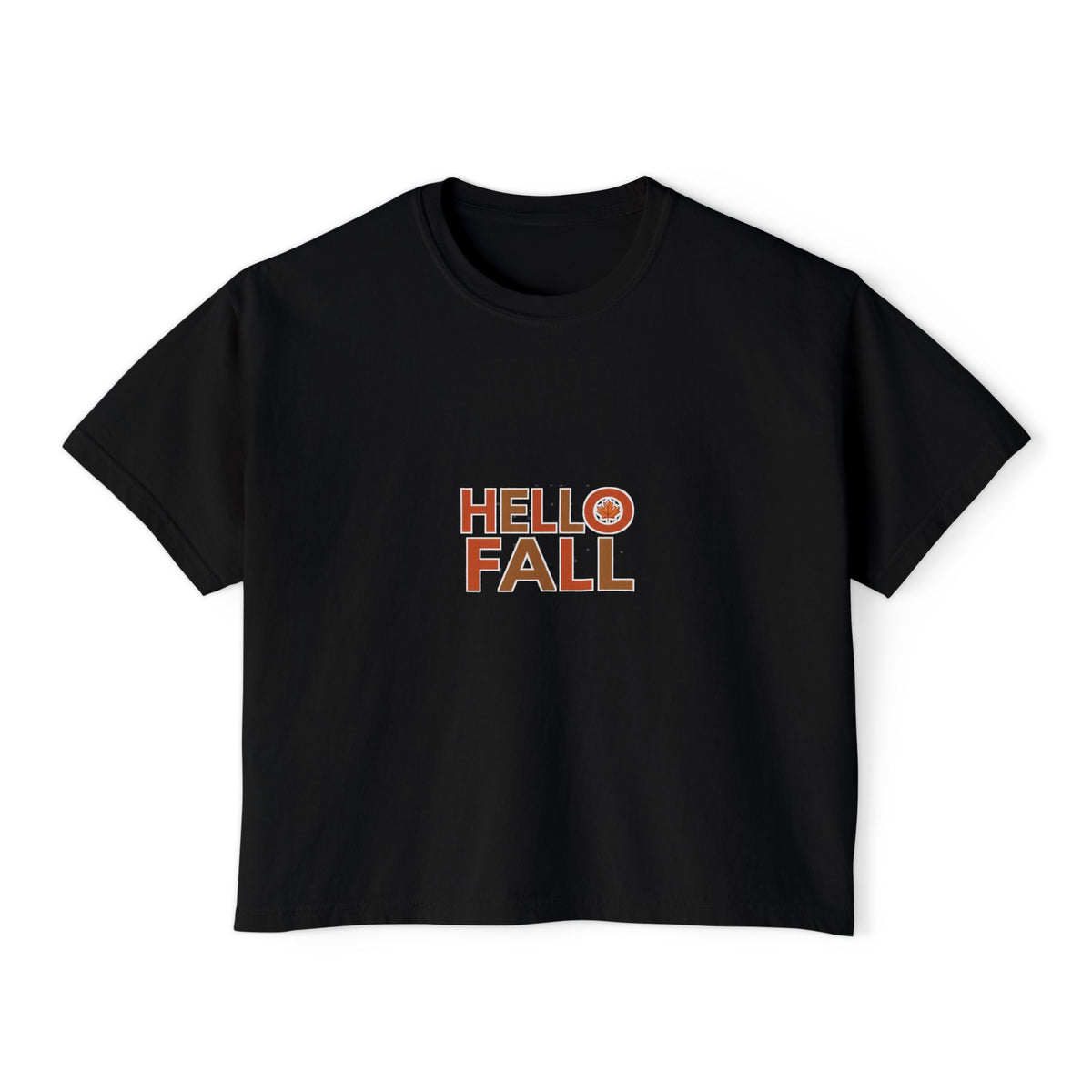 Boxy Tee — Hello Fall Graphic, Casual Women's Crop Top