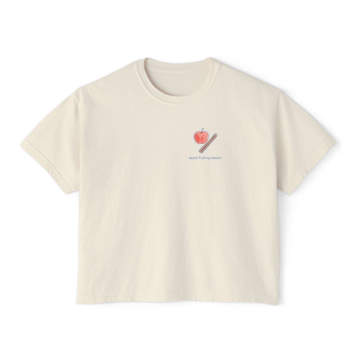 Boxy Tee — Apple Picking Graphic, Casual Women's Crop Top