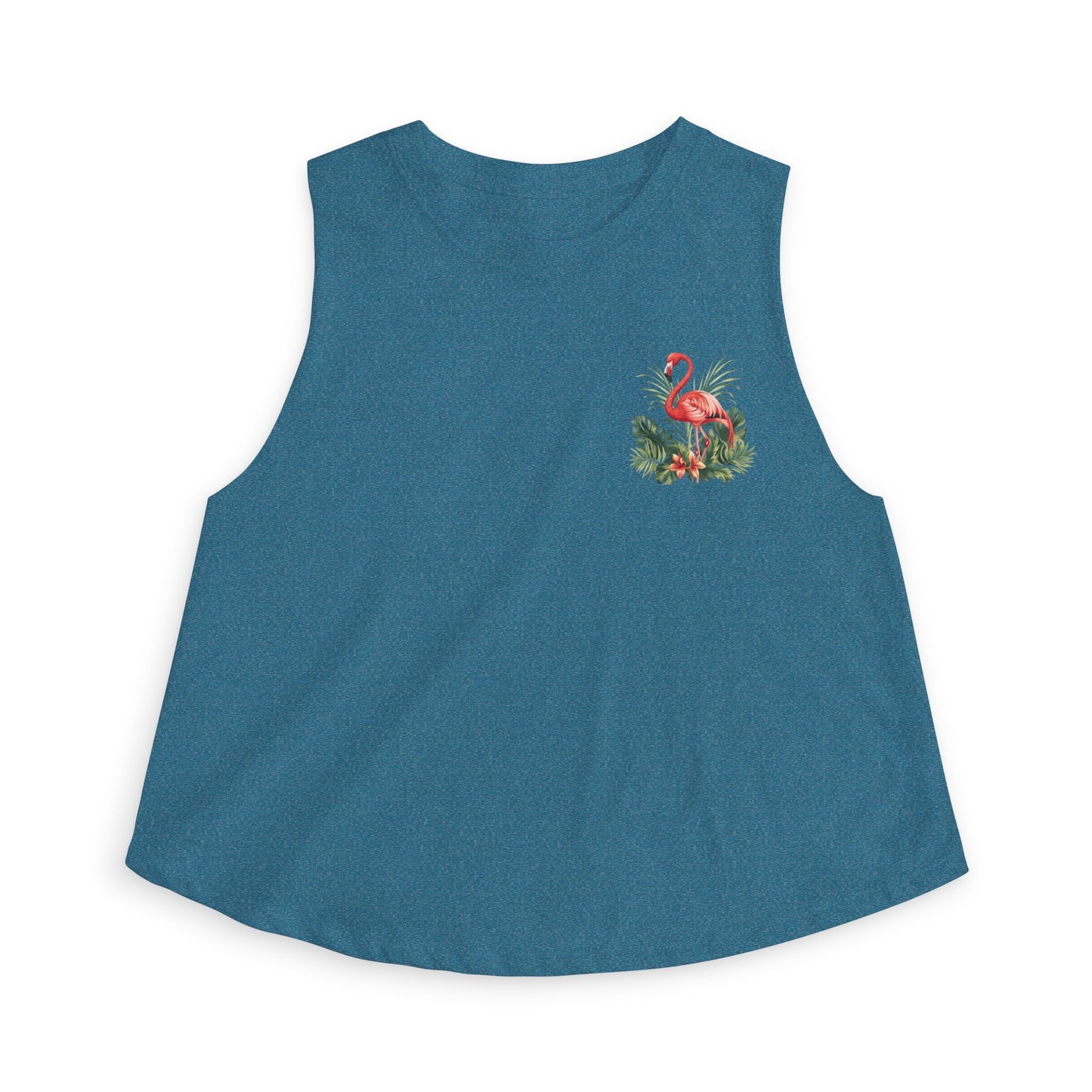 Floral Flamingo Women's Crop Top - Tropical Pocket Print