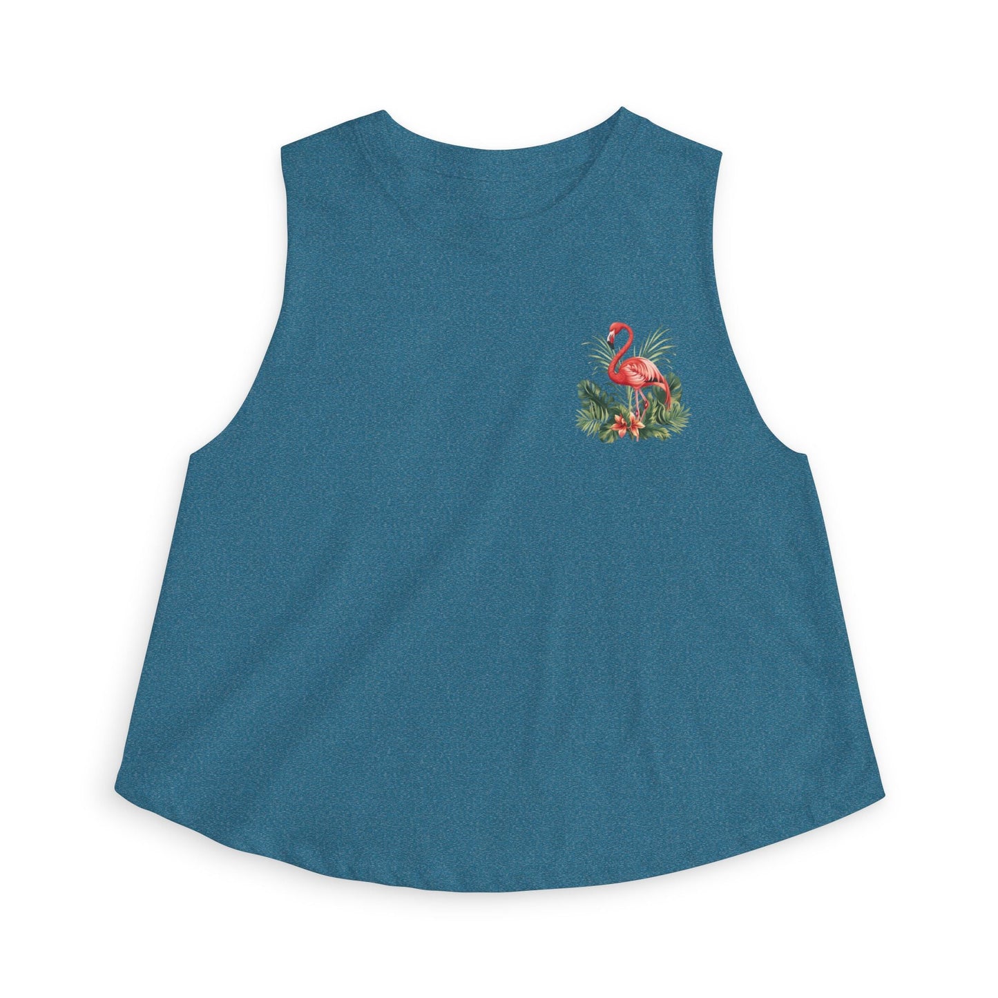 Floral Flamingo Crop Top - White