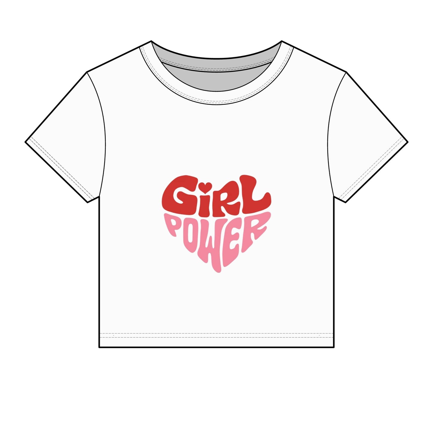 Girl Power Baby Tee — Retro Heart Graphic Women's Cropped Tee