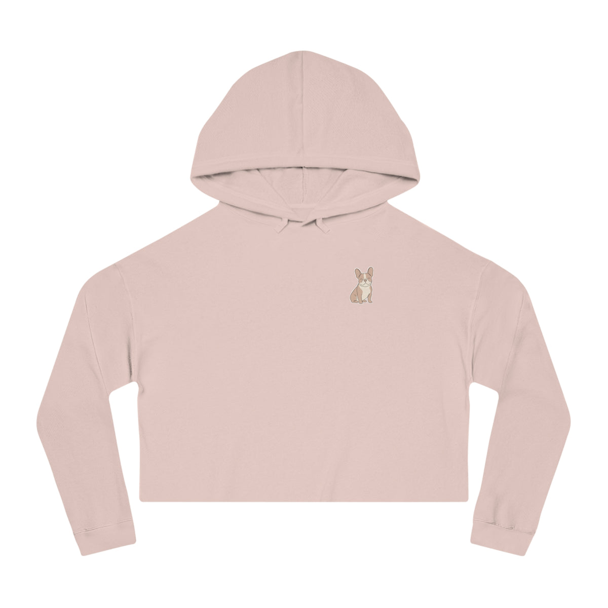 Cropped Hoodie — Minimal French Bulldog Line Art Chest Graphic, Cozy Women's Crop Top