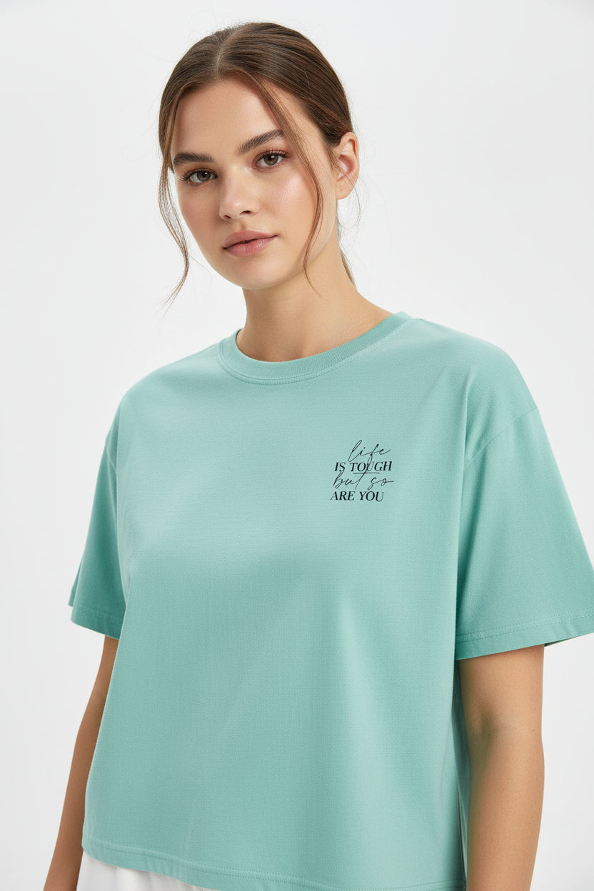 Boxy Tee — 'be kinder to yourself' Minimal Script Cropped T-Shirt