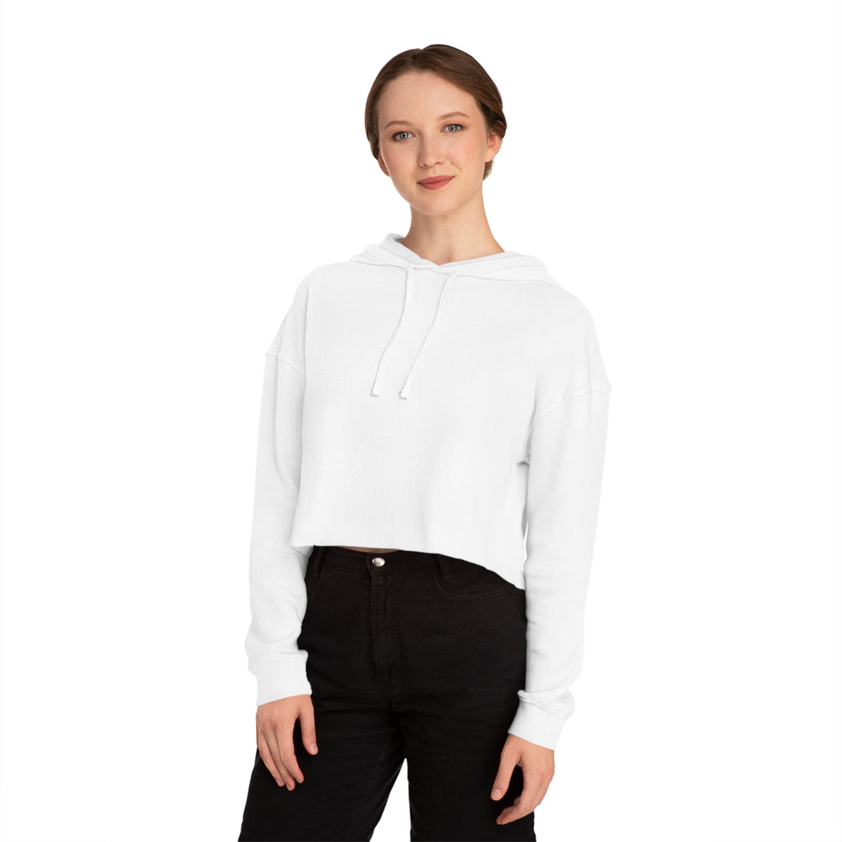 Cropped Hoodie — Minimal Siamese Cat Line Art Chest Graphic, Cozy Women's Crop Top