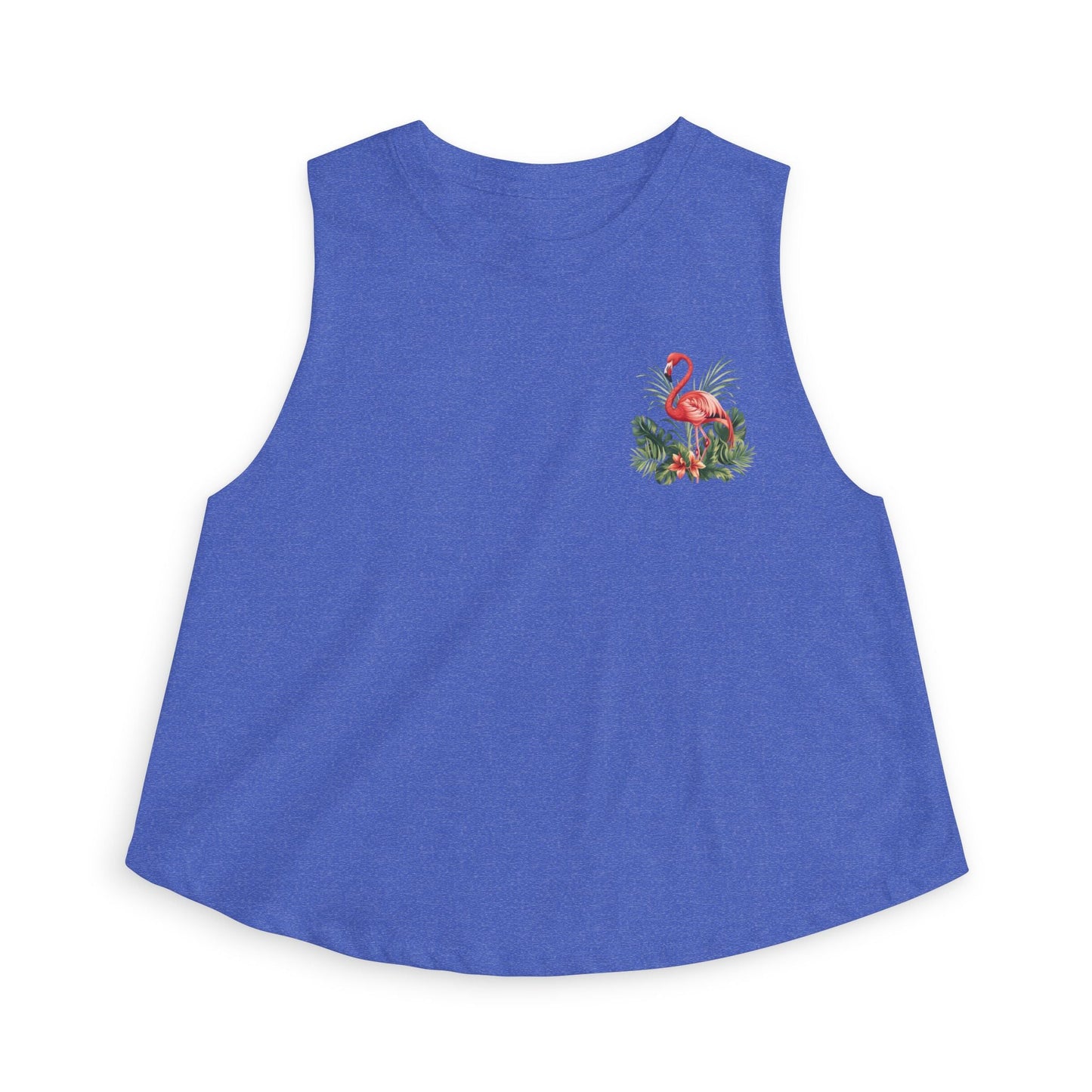 Floral Flamingo Crop Top - Cobalt Blue