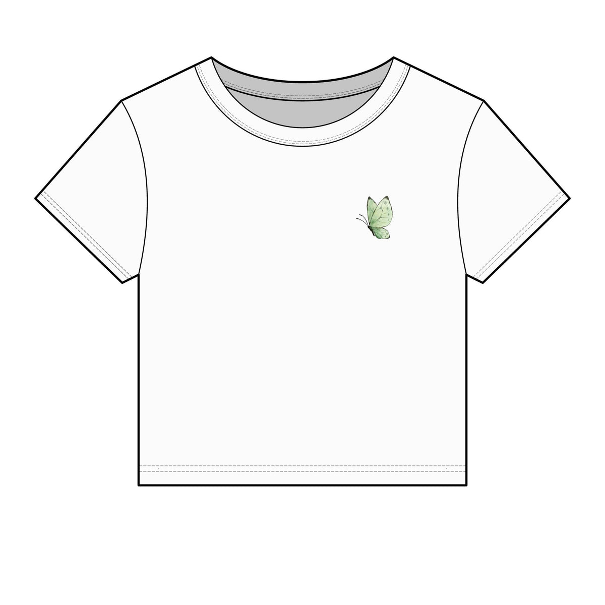 Clover Baby Tee — Women's Cute Micro Rib T‑Shirt with Watercolor Shamrock Design