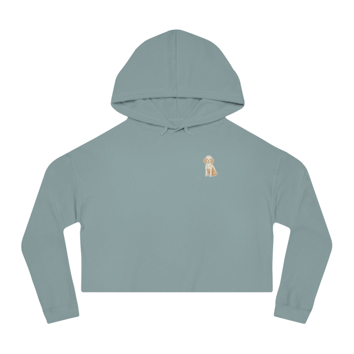 Cropped Hoodie — Minimal Poodle Line Art Chest Graphic, Cozy Women's Crop Top