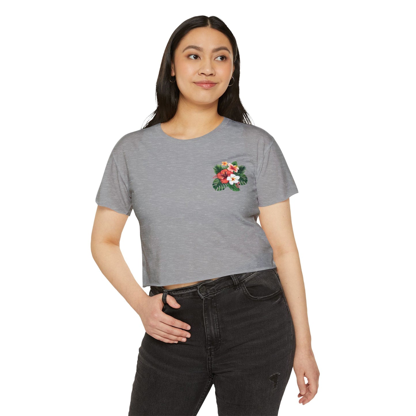 Floral Tropical Crop Top — Women's Festival Pocket Tee