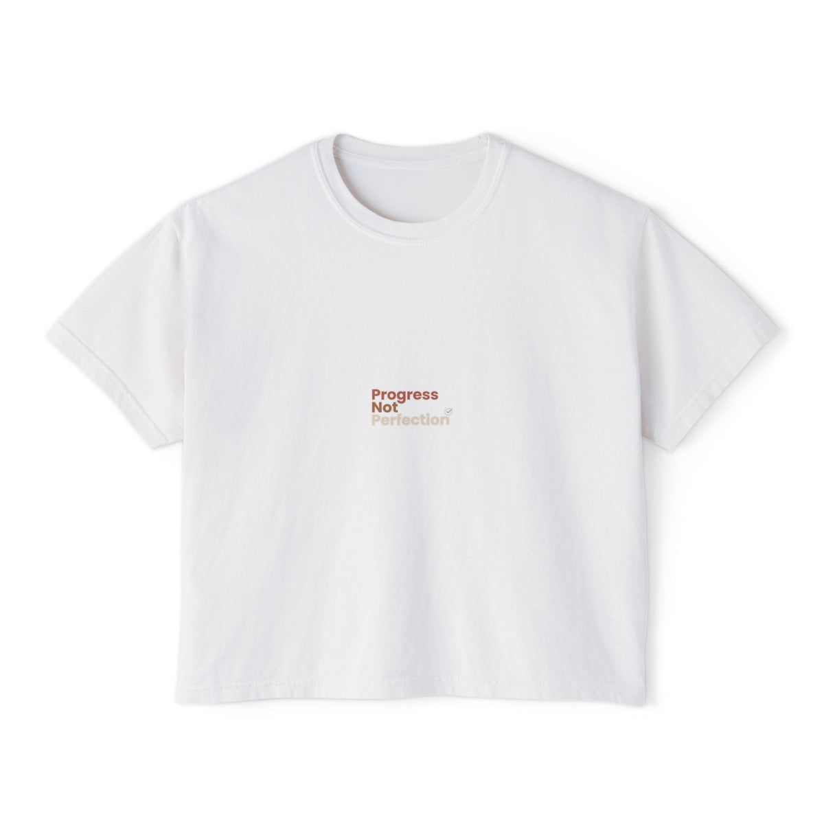 Boxy Tee — Progress Not Perfection Graphic, Casual Women's Crop Top
