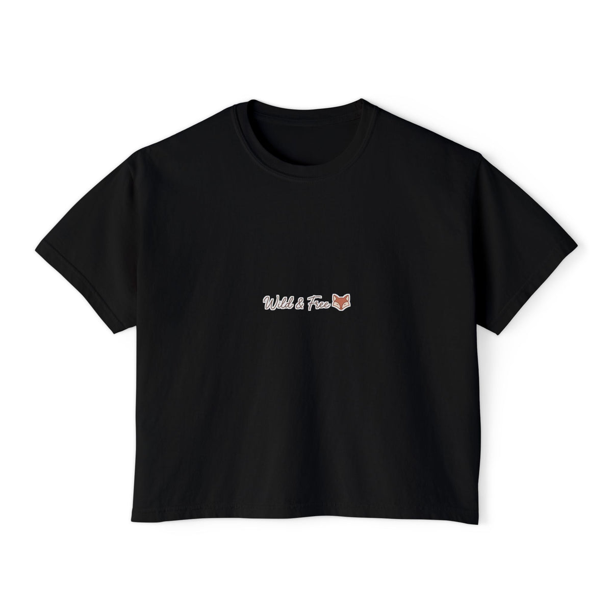 Boxy Tee — Wild and Free Fox Graphic, Casual Women's Crop Top