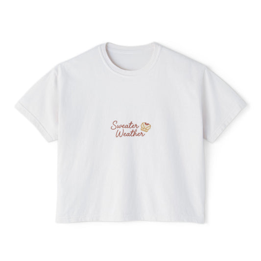 Boxy Tee — Sweater Weather Graphic, Casual Women's Crop Top