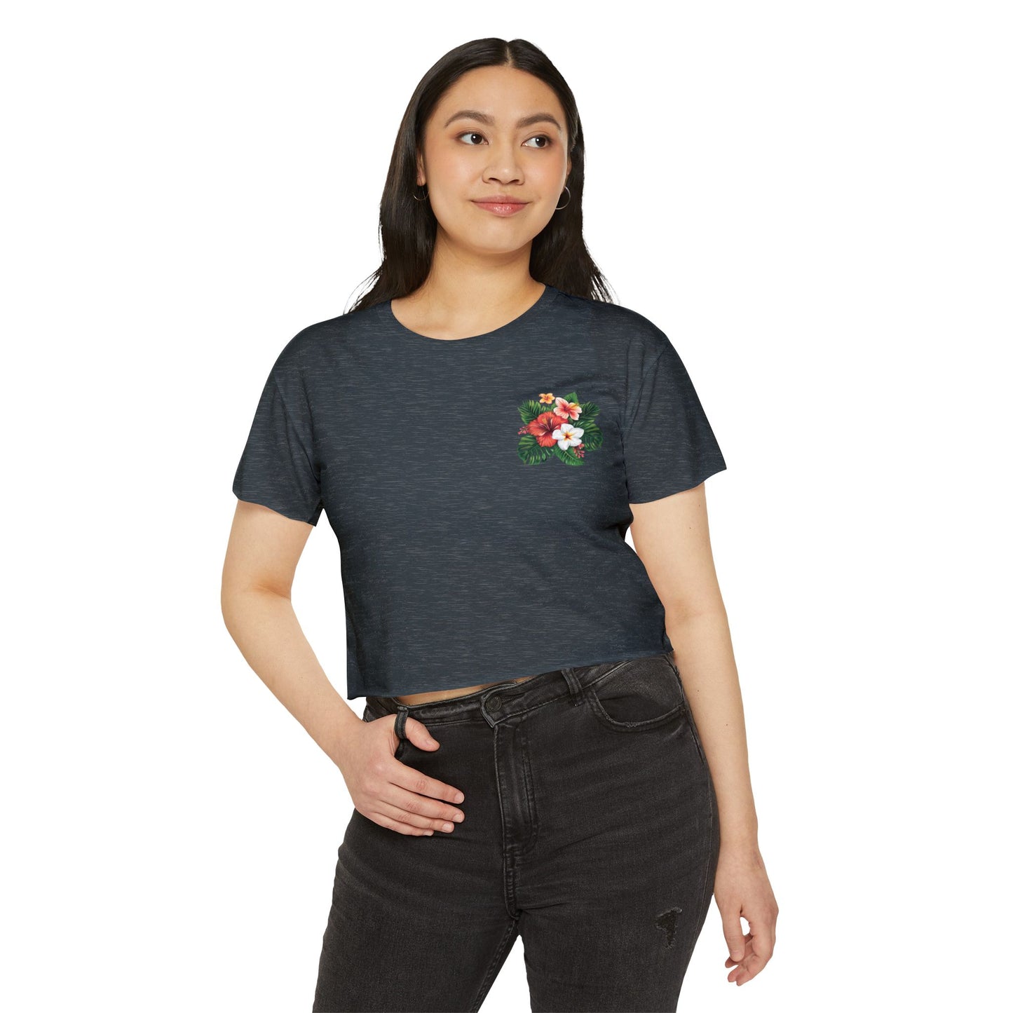 Floral Tropical Crop Top — Women's Festival Pocket Tee