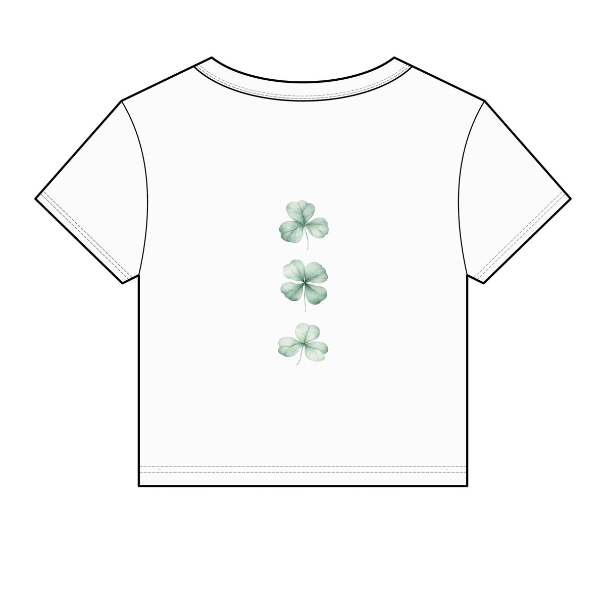 Clover Baby Tee — Women's Cute Micro Rib T‑Shirt with Watercolor Shamrock Design