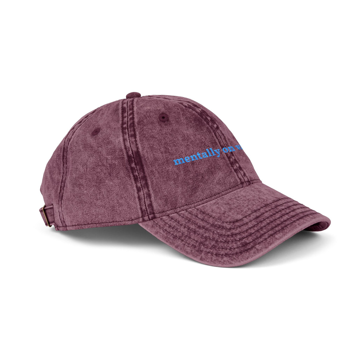 "mentally on vacation" embroidered vintage washed dad hat, photo 2