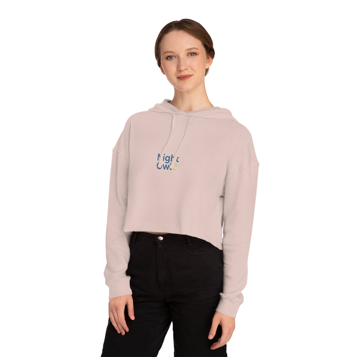 Cropped Hoodie — Night Owl Graphic, Cozy Women's Crop Top