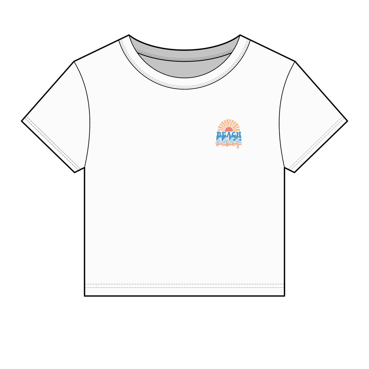 Women's Crop Tee — 'Beach Happy' Retro Sun Graphic