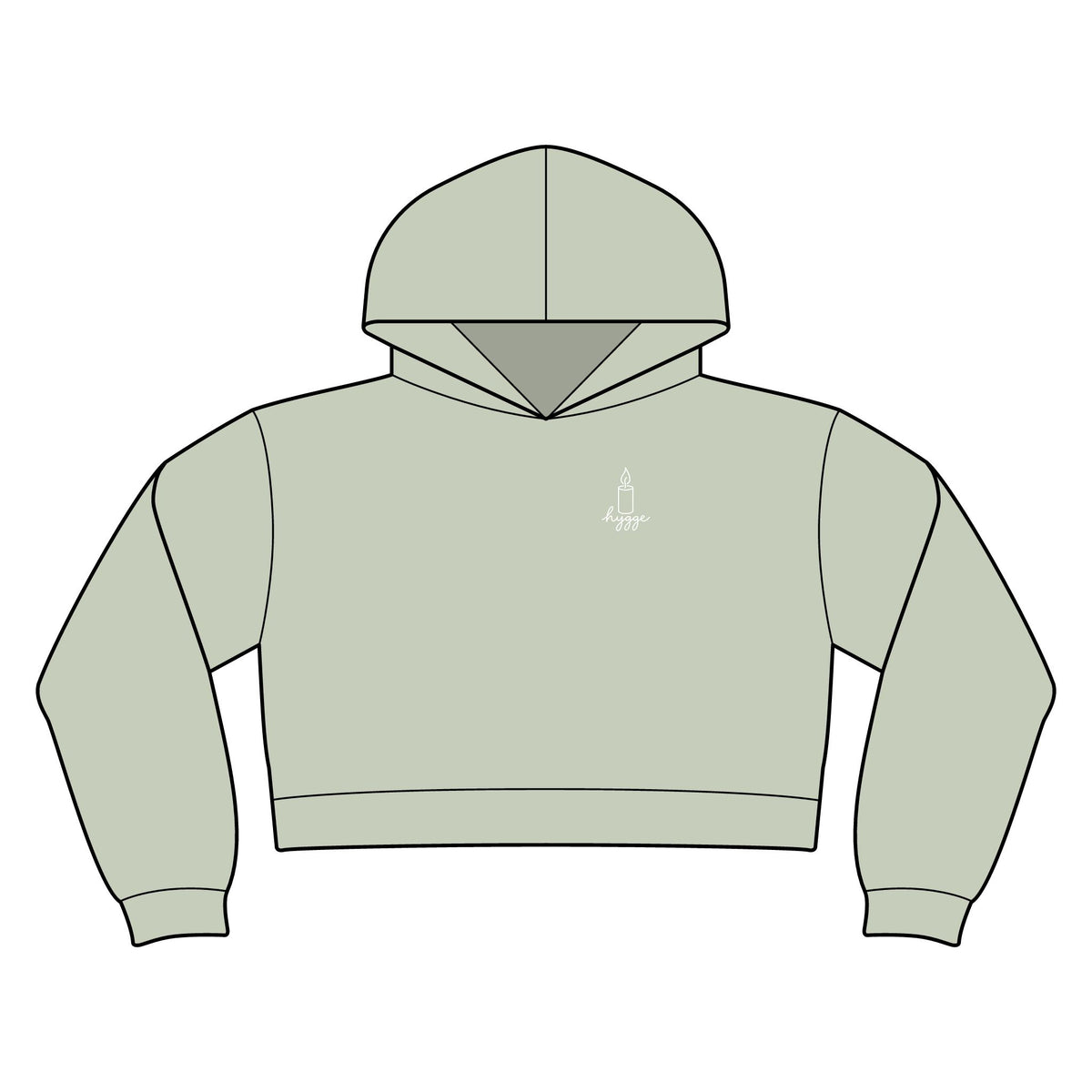 Hygge minimalist crop hoodie for women in Matcha