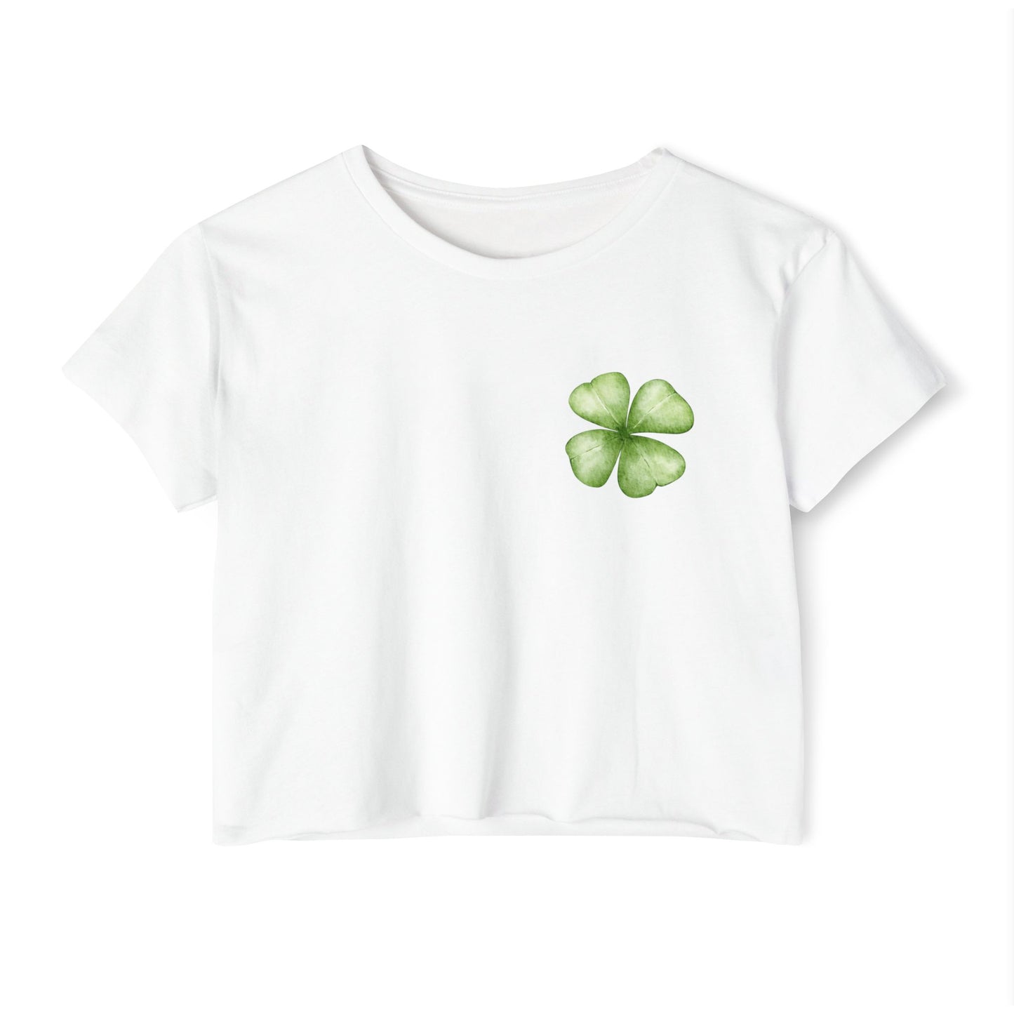 Crop Top — Minimal Watercolor Four-Leaf Clover Festival Tee