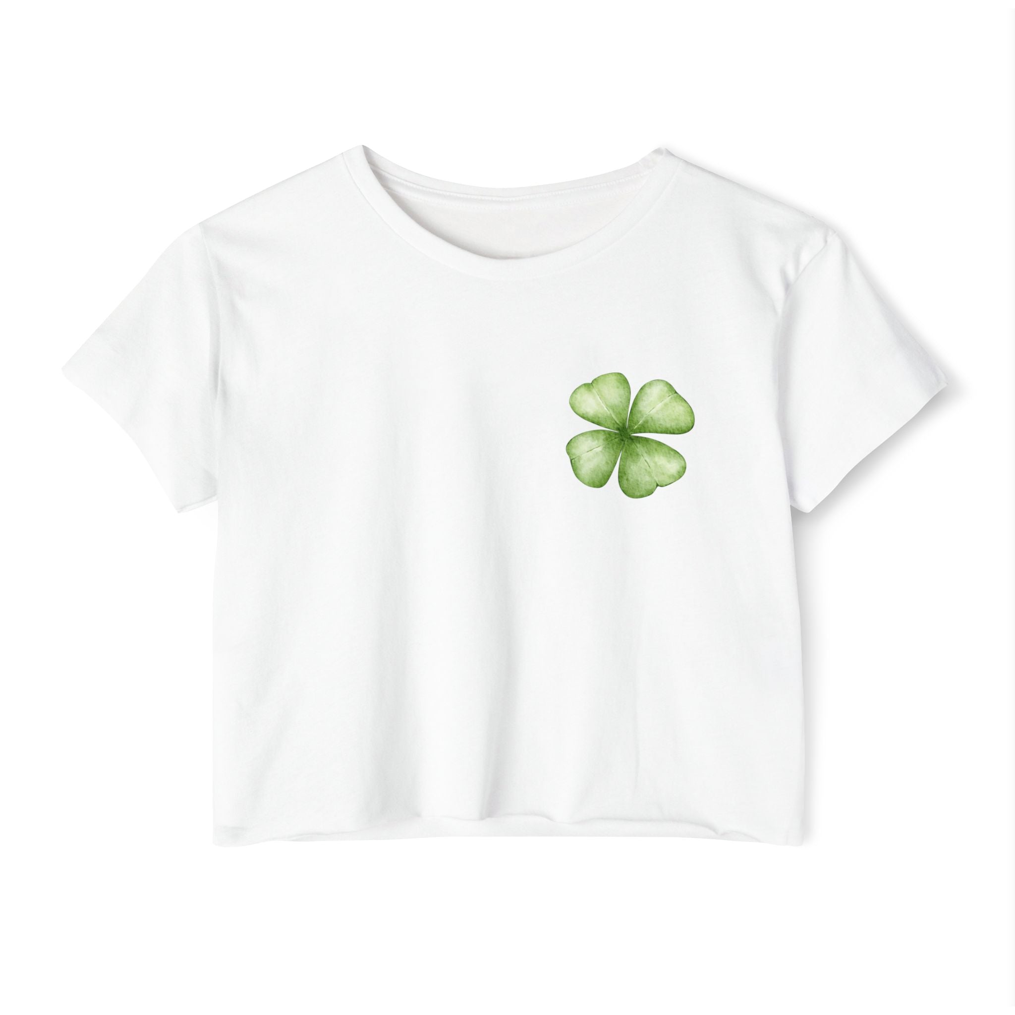Crop Top — Minimal Watercolor Four-Leaf Clover Festival Tee